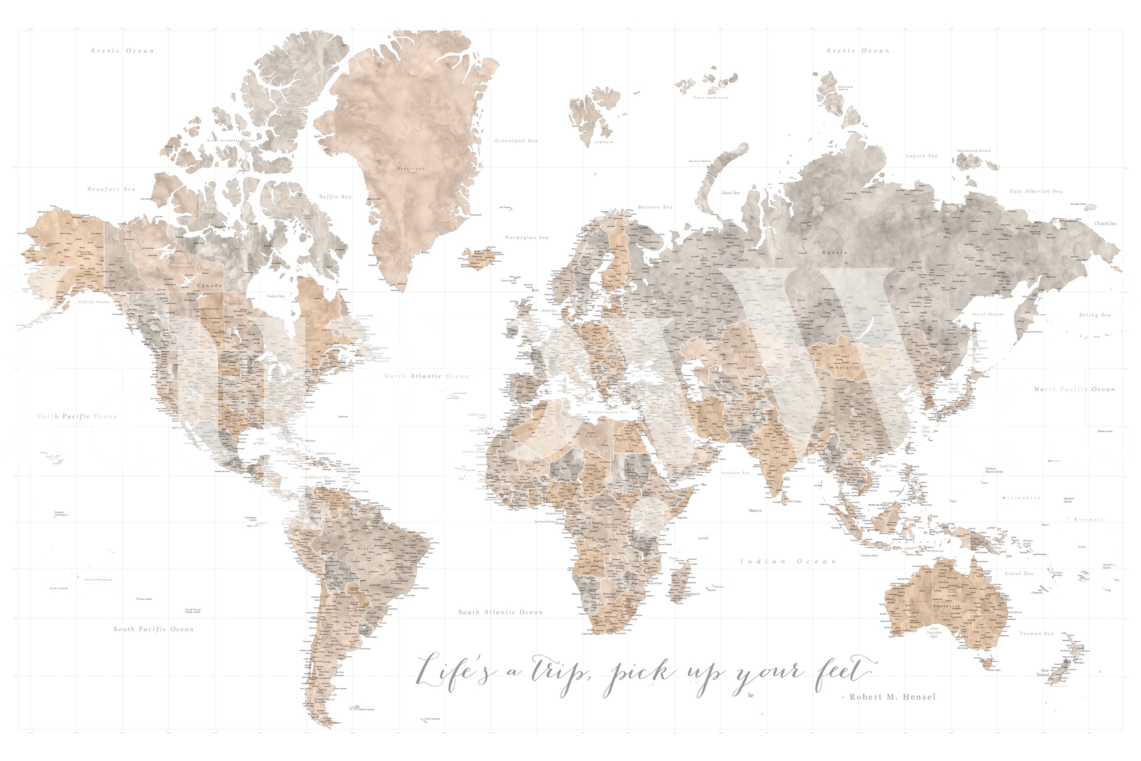 Life Is A Trip World Map Abey Wallpaper - Buy Now | Happywall