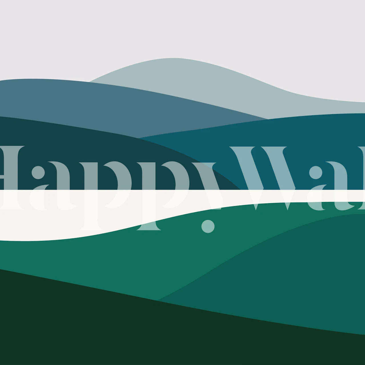 Papier peint paysage de montagne abstrait dans les tons bleu et vert