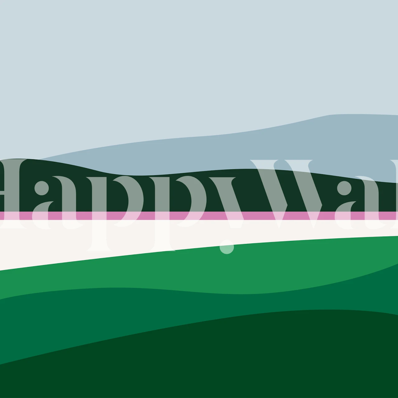 Abstract green mountains landscape wallpaper with layered shapes