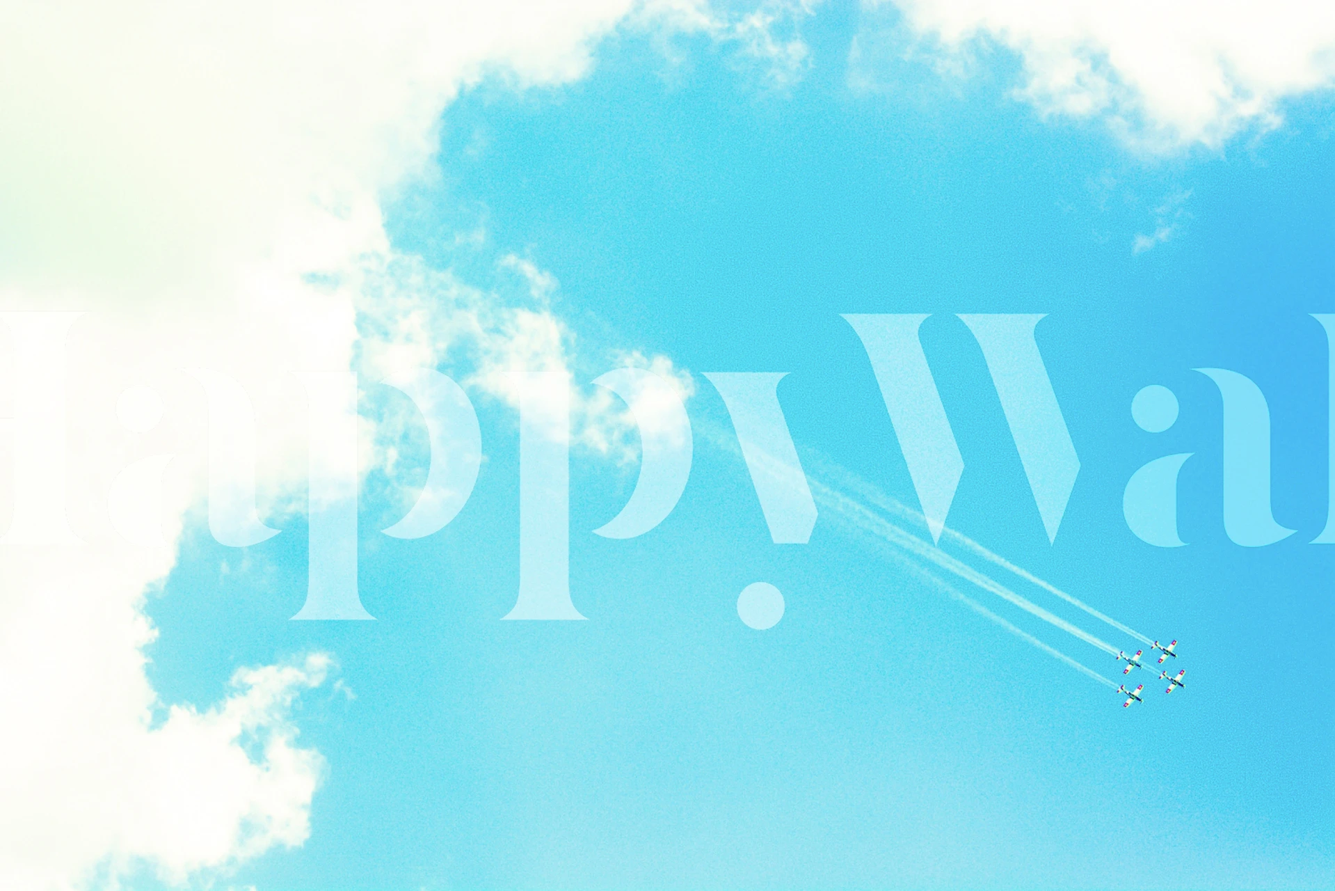 Aerial view of jets in the blue sky with white clouds wallpaper