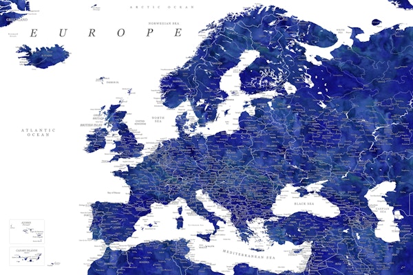 Detailed Europe map Emery