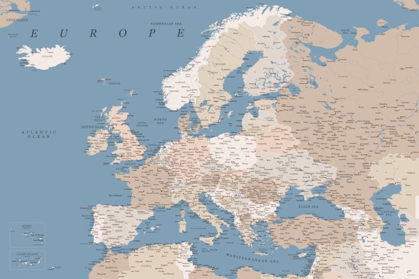 Detailed Europe map Amias