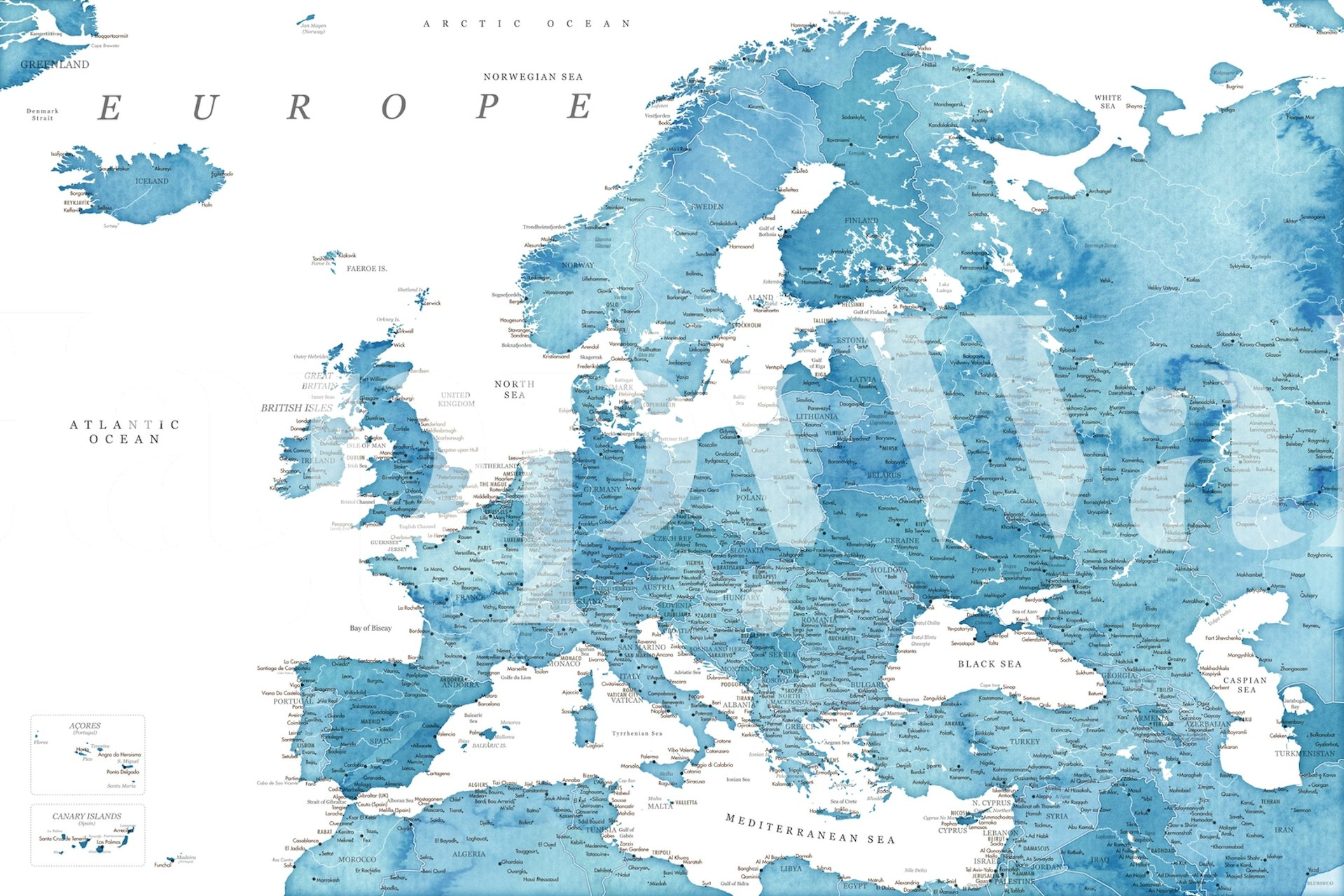 Detaljerad världskarta tapet i ett rum