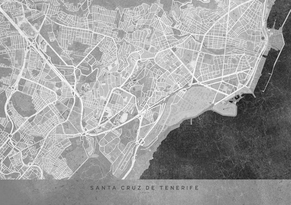 Gray map Santa Cruz Tenerife
