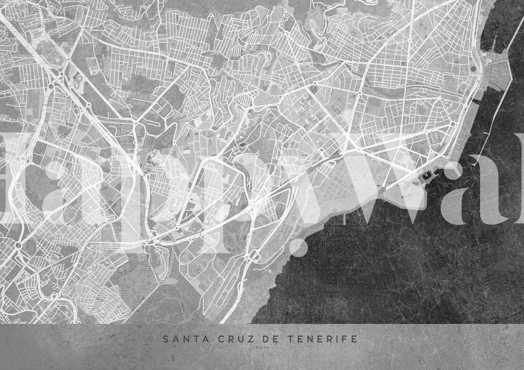 Gray map of Santa Cruz de Tenerife wallpaper