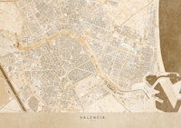 Valencia Spain sepia map ταπετσαρία
