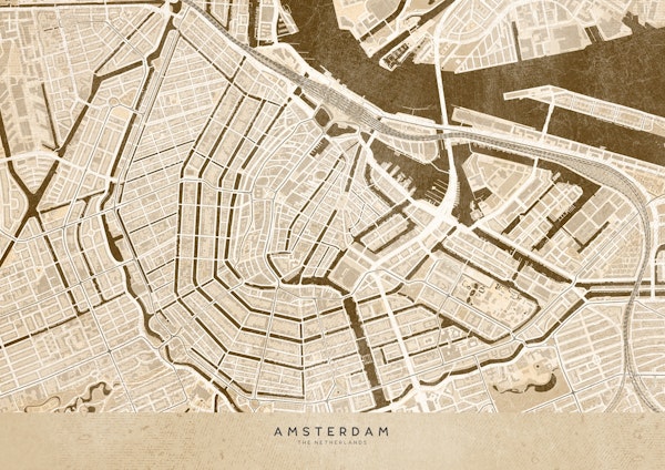 Amsterdam vintage sepia map