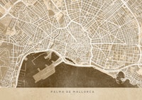 Palma de Mallorca sepia map papiers peint