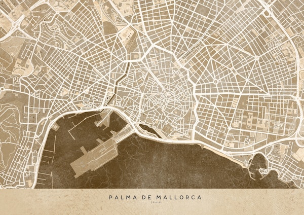 Palma de Mallorca sepia map