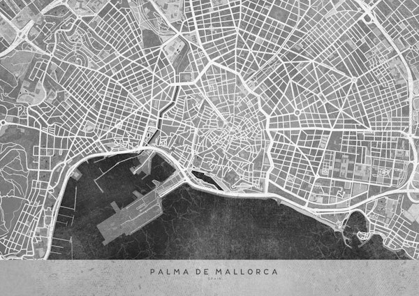 Palma de Mallorca gray map