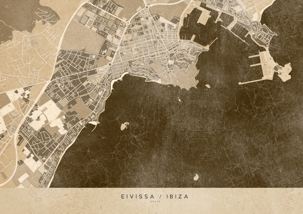 Sepia vintage Ibiza map