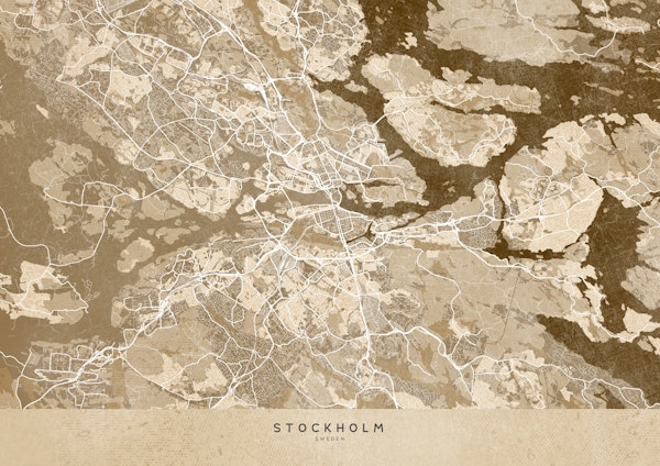 Stockholm sepia vintage map