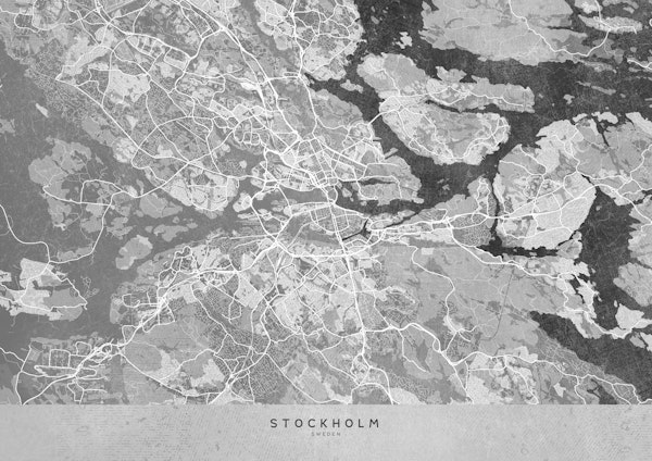 Stockholm gray vintage map