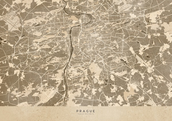 Sepia vintage Prague map