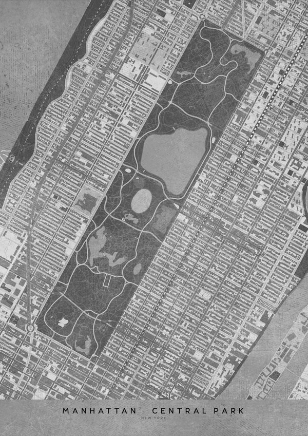 Gray map Central Park NY