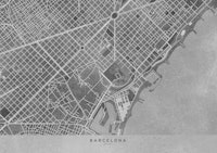Gray vintage map Barcelona tapet