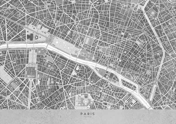 Gray vintage Paris France map