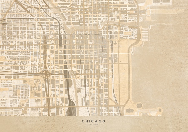 Sepia vintage Chicago Map