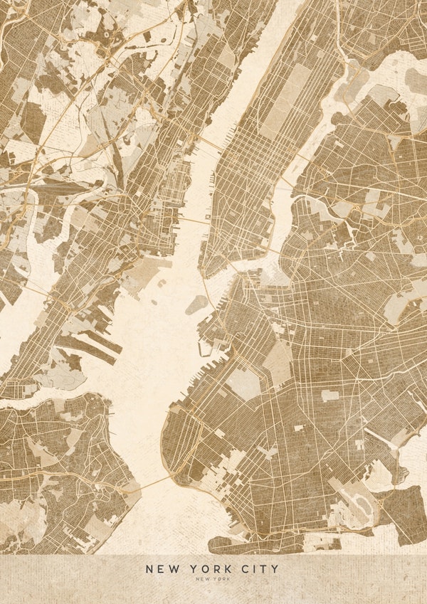 Sepia vintage New York map