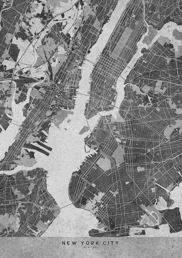 Gray vintage New York City map