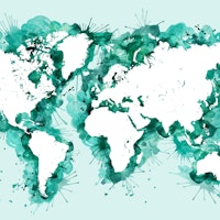 Teal splatters world map wallpaper