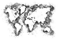 Black splatters world map wallpaper