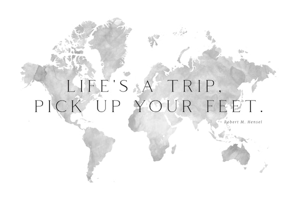 Life is a trip gray world map