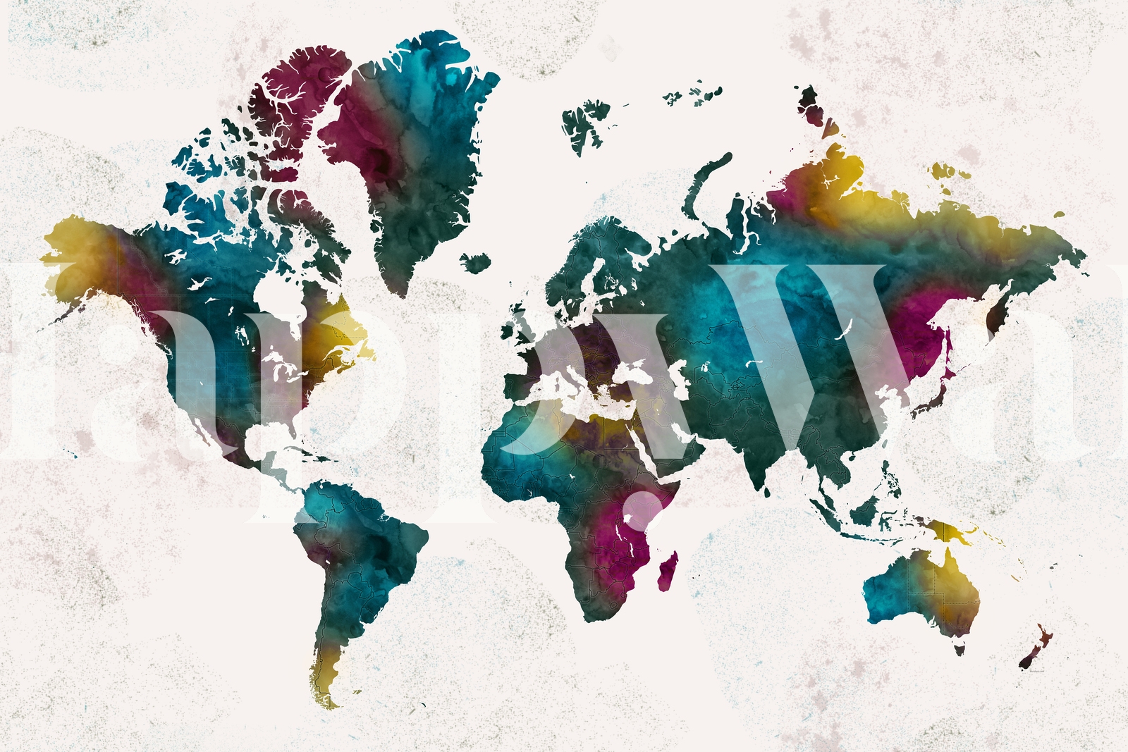 Colorful Watercolor World Map Wallpaper