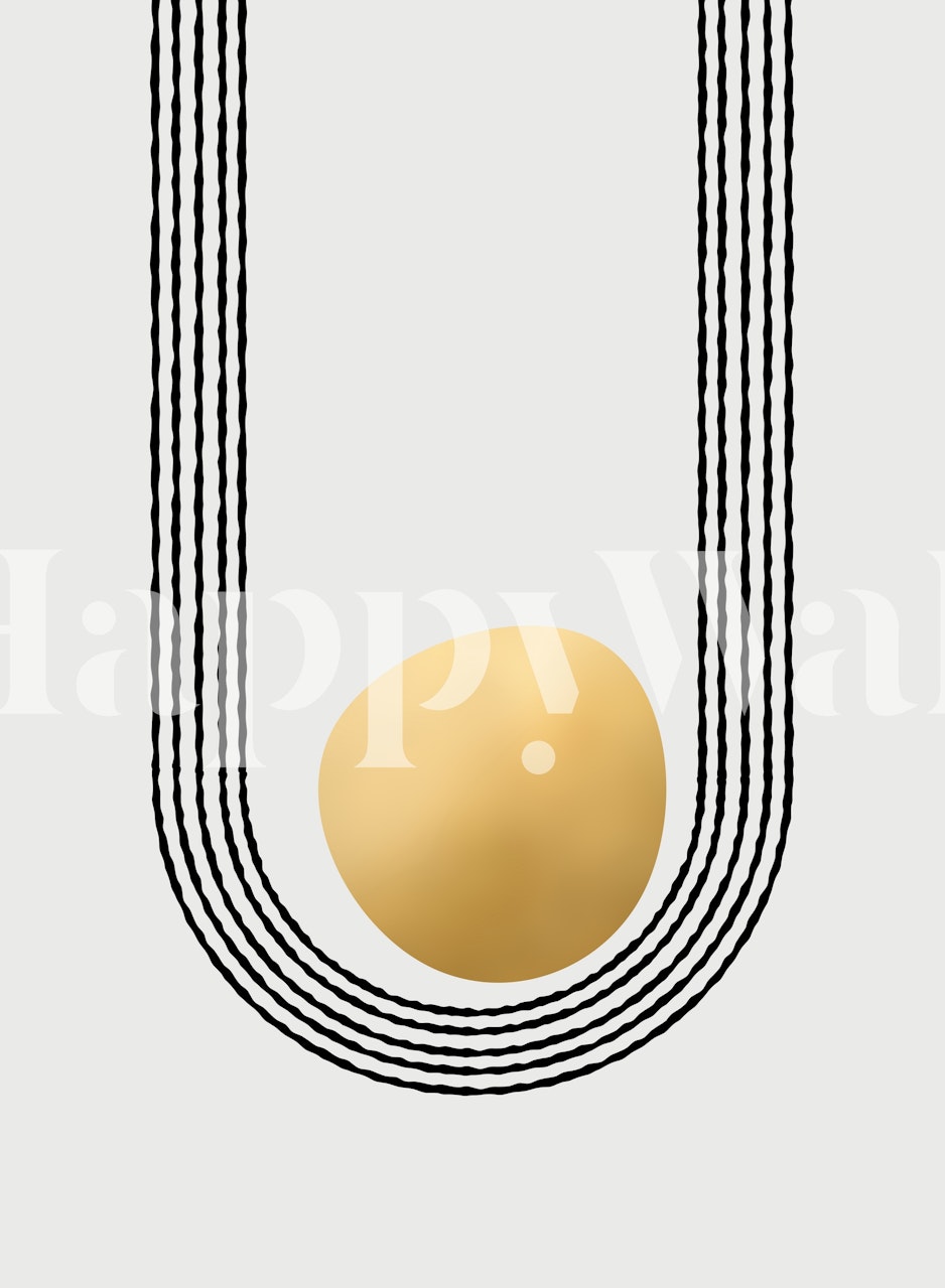 Gouden abstracte wallpaper in een moderne setting