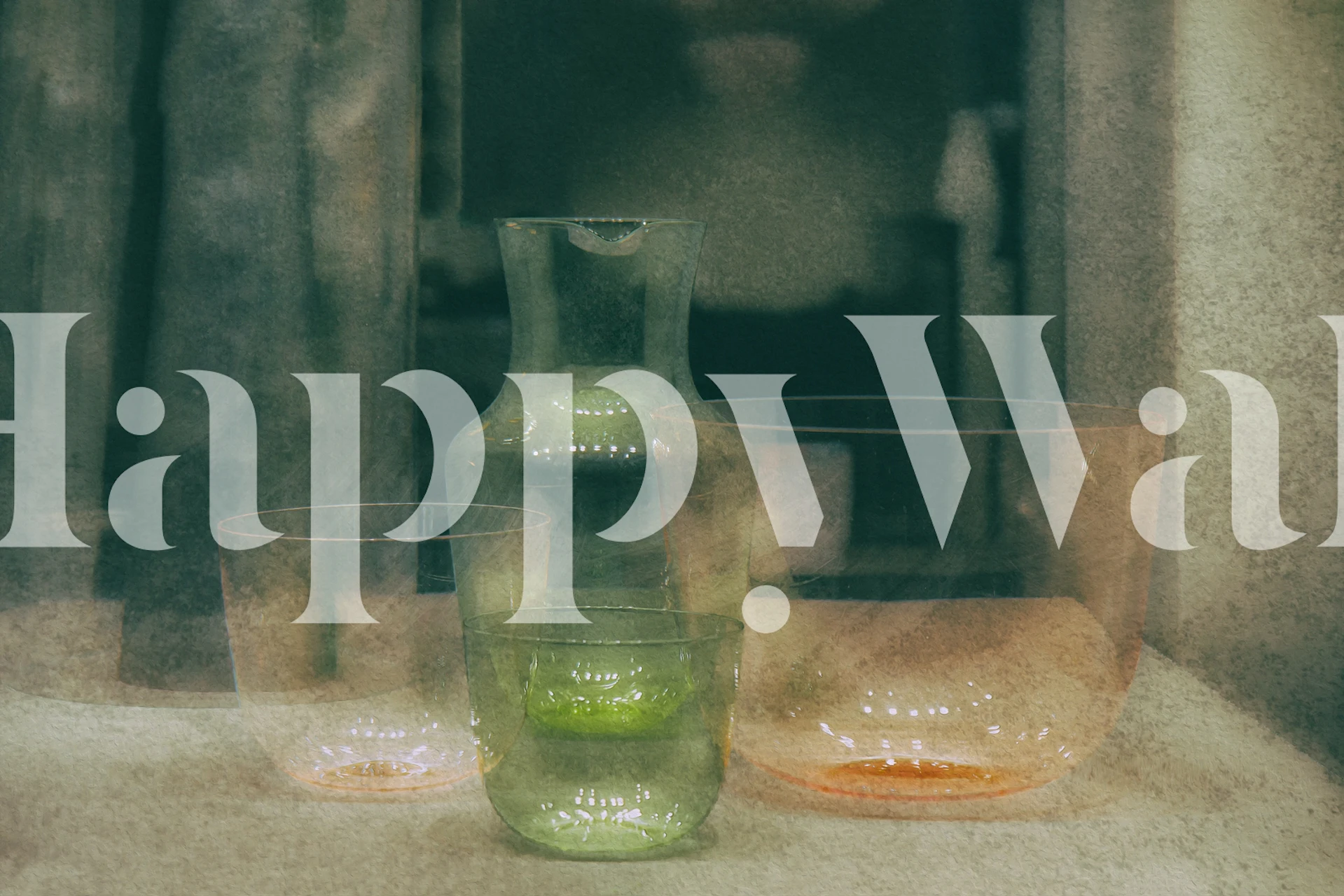 Colorful glasses wallpaper in a room