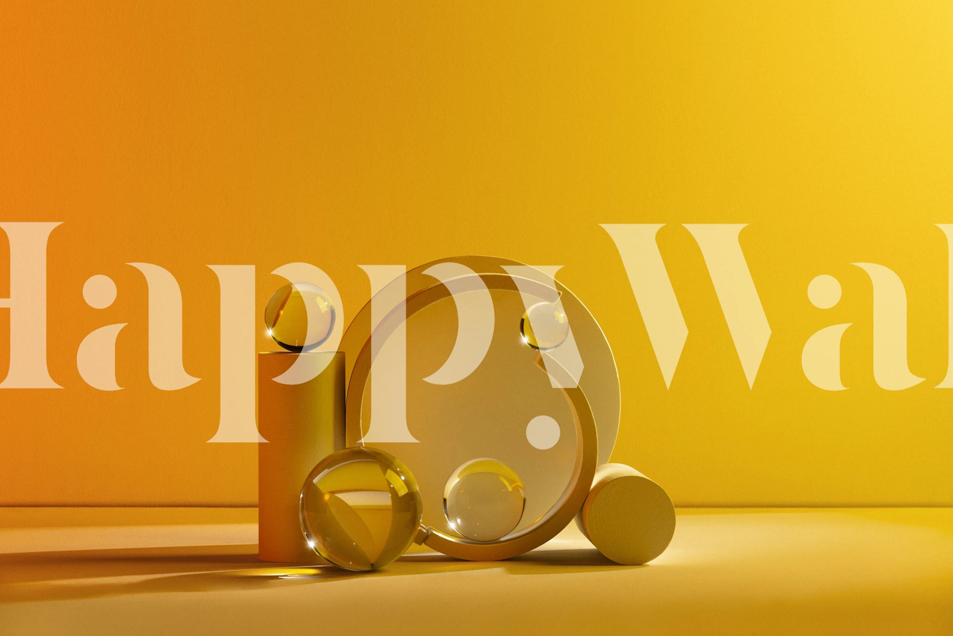 Yellow geometric abstract shapes on wallpaper