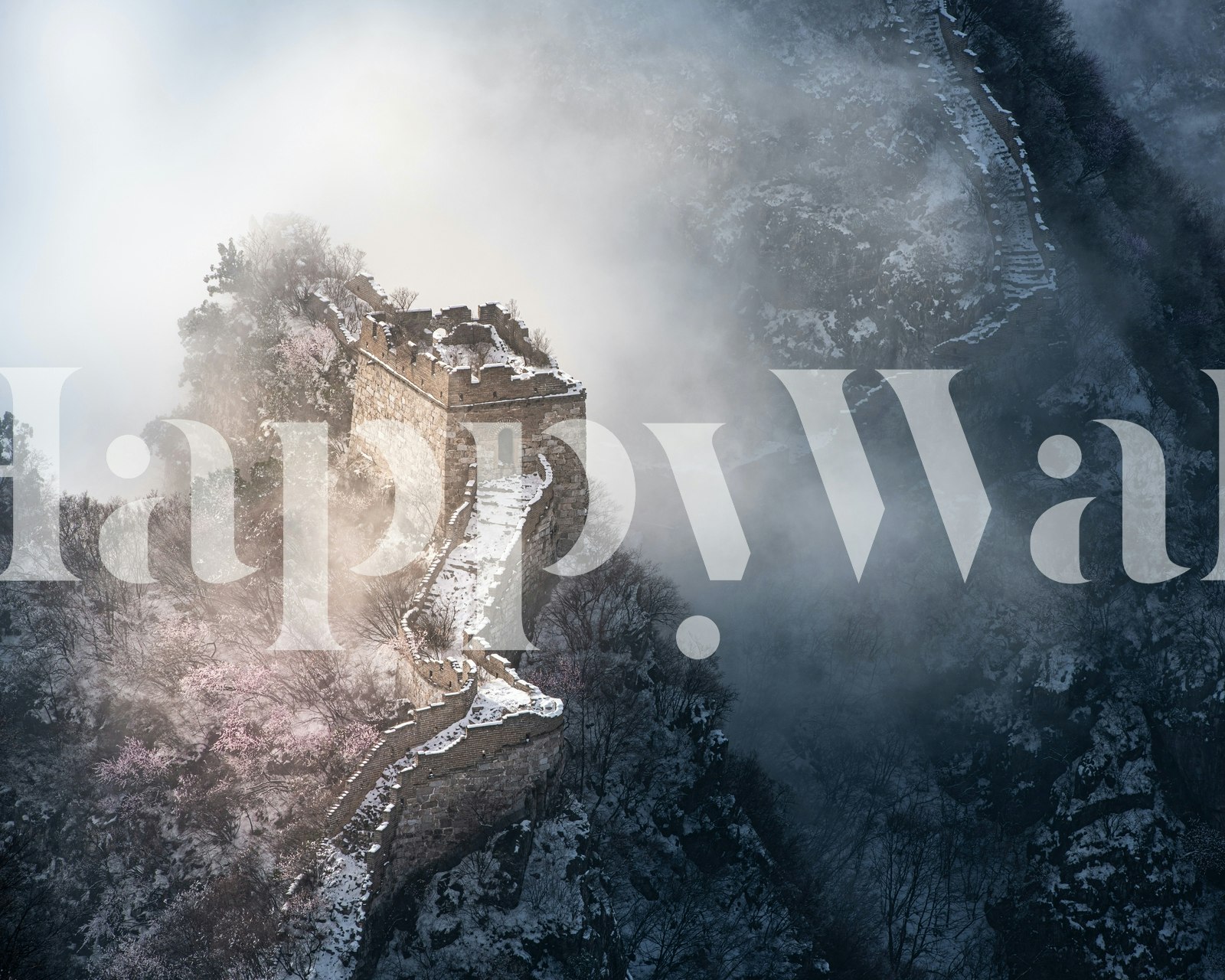 Peach blossom wallpaper med Great Wall