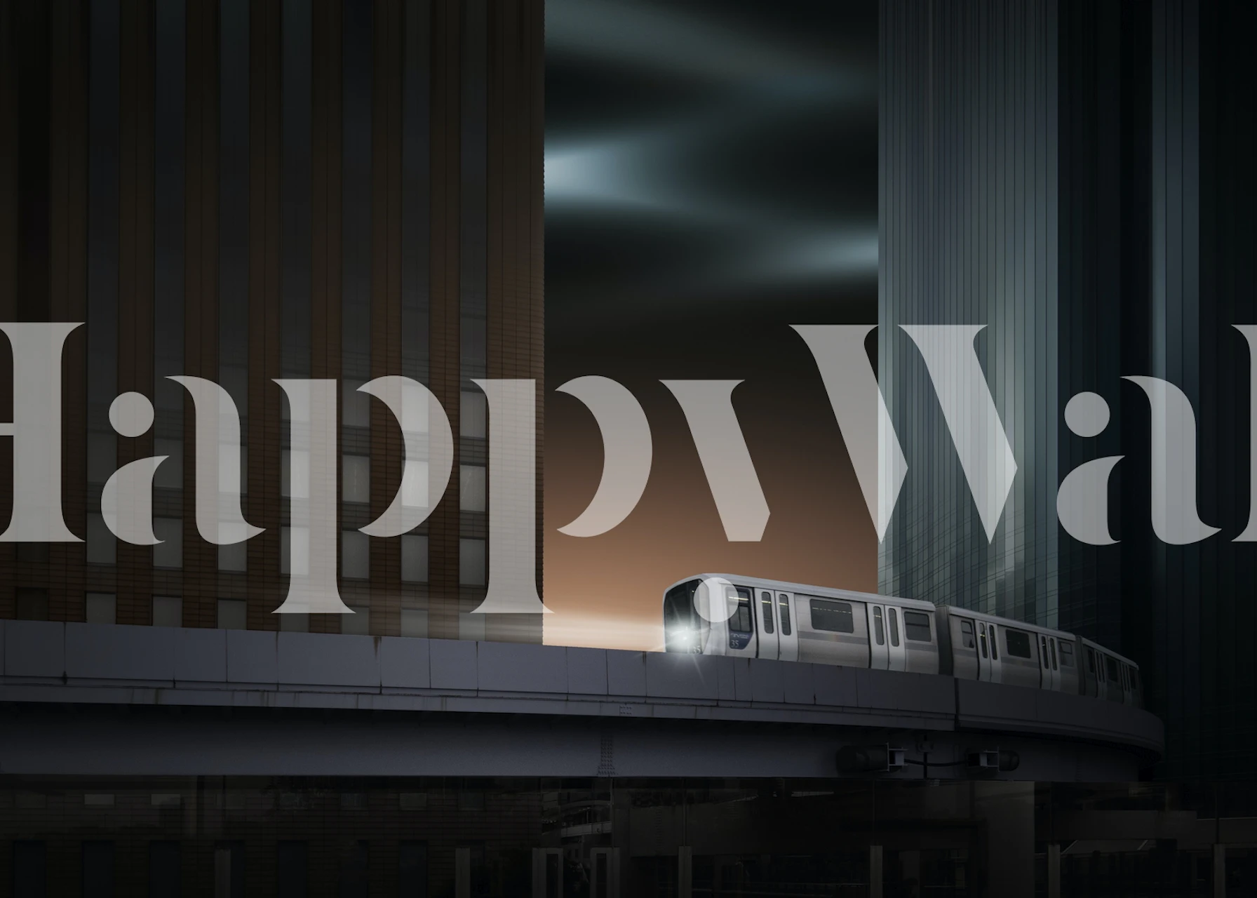 Modern wallpaper design with train in urban setting