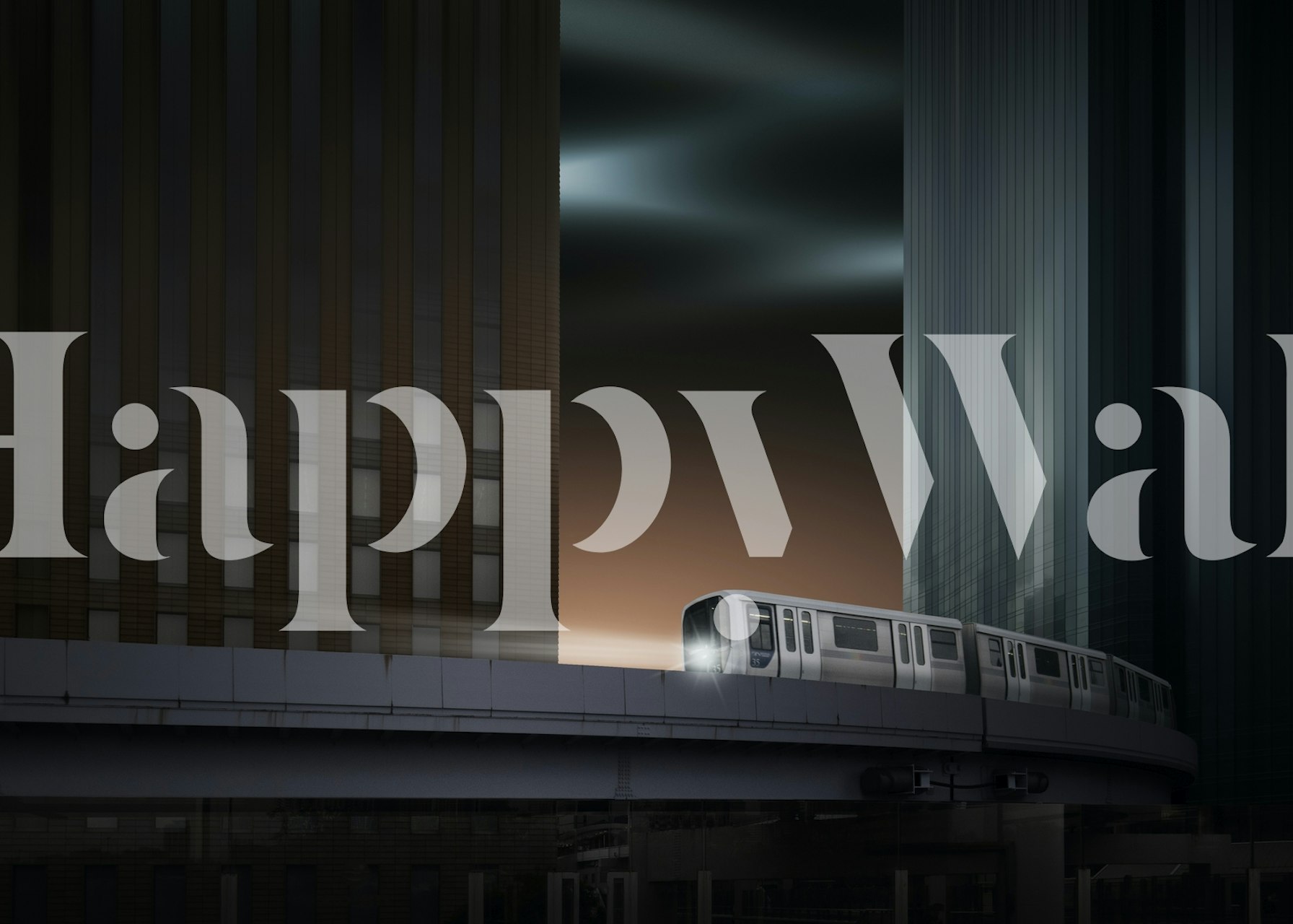 Moderne tapetdesign med tog i urban setting