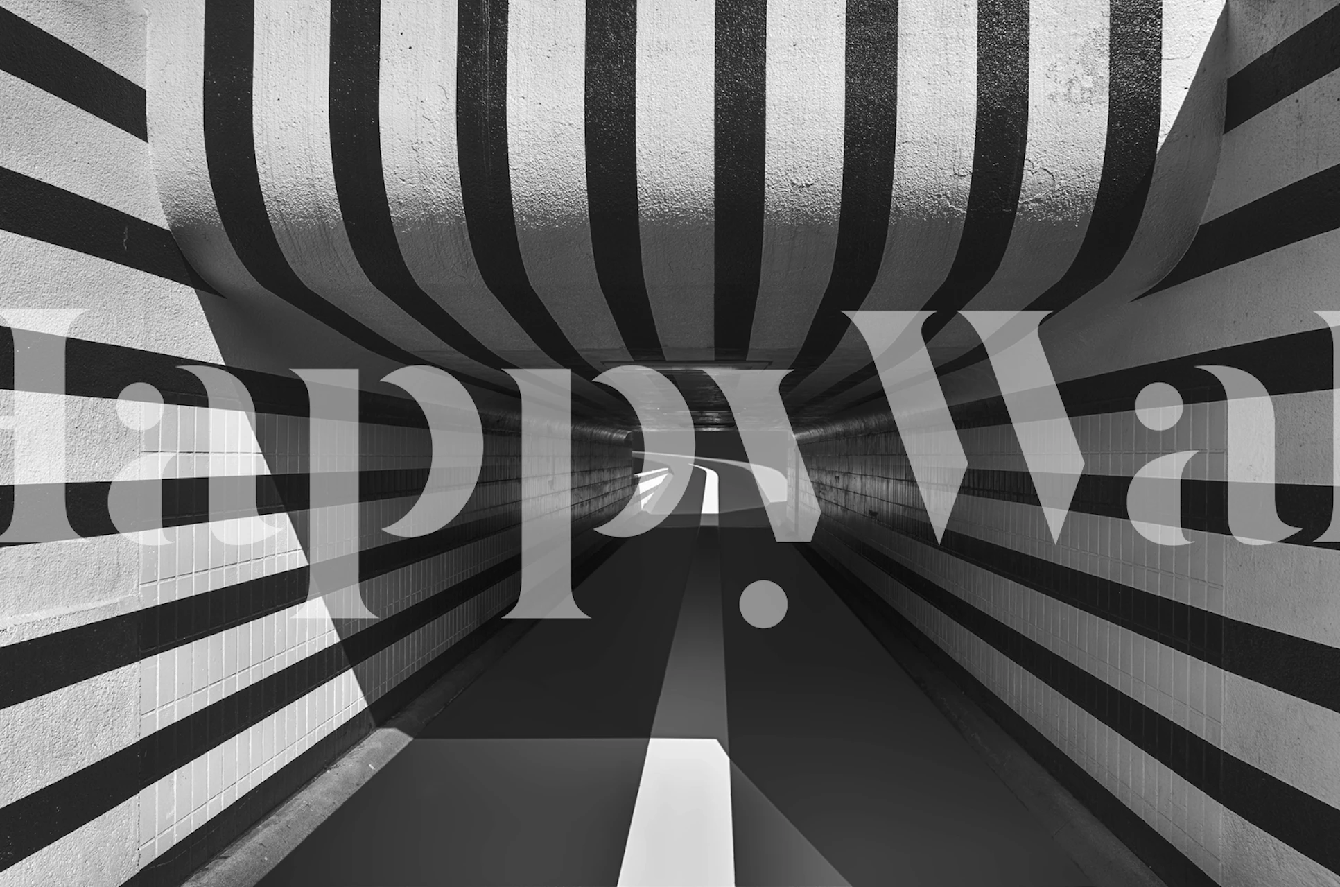 Carta da parati bianca e nera Follow the lines in una stanza