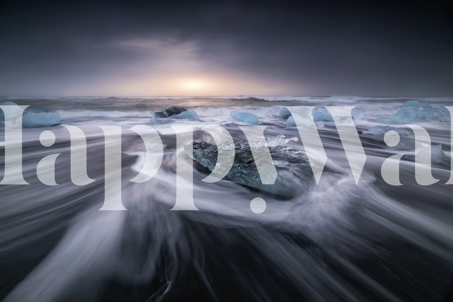 Sun, sea, and ice wallpaper in a room