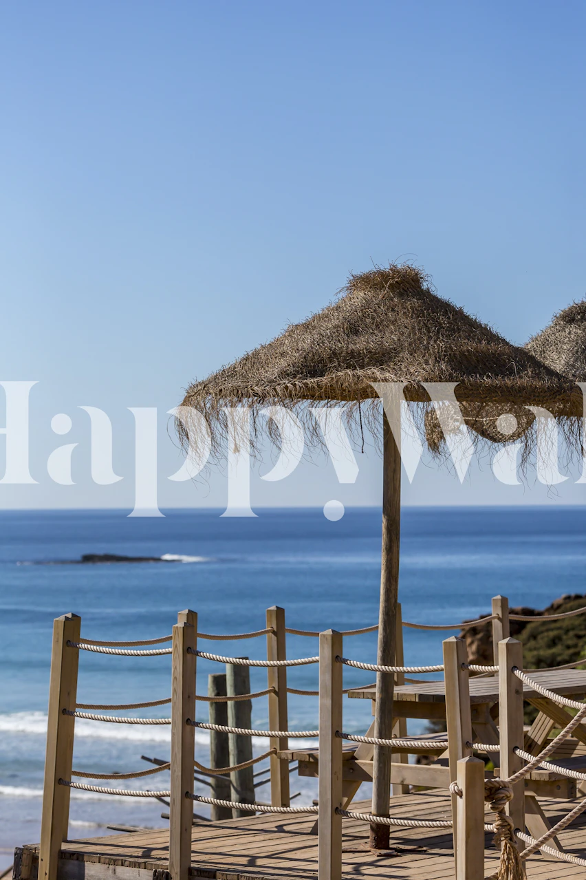 Portugal Beach Bar wallpaper displayed in a room