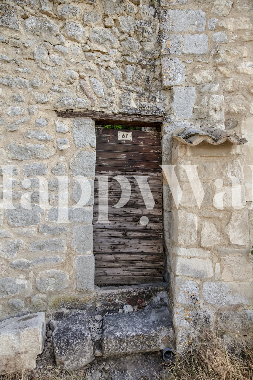 Old rustic door in France wallpaper design