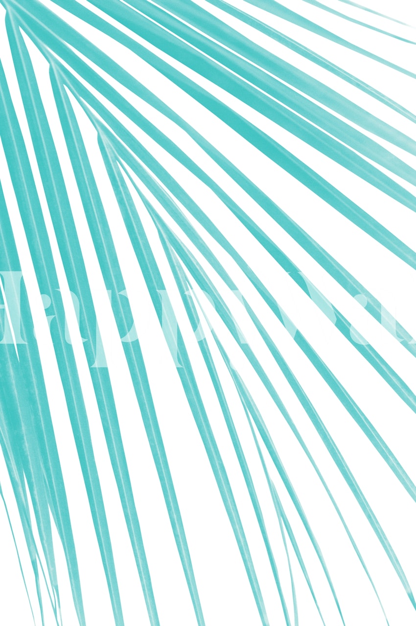 Soft turquoise palm leaf wallpaper design