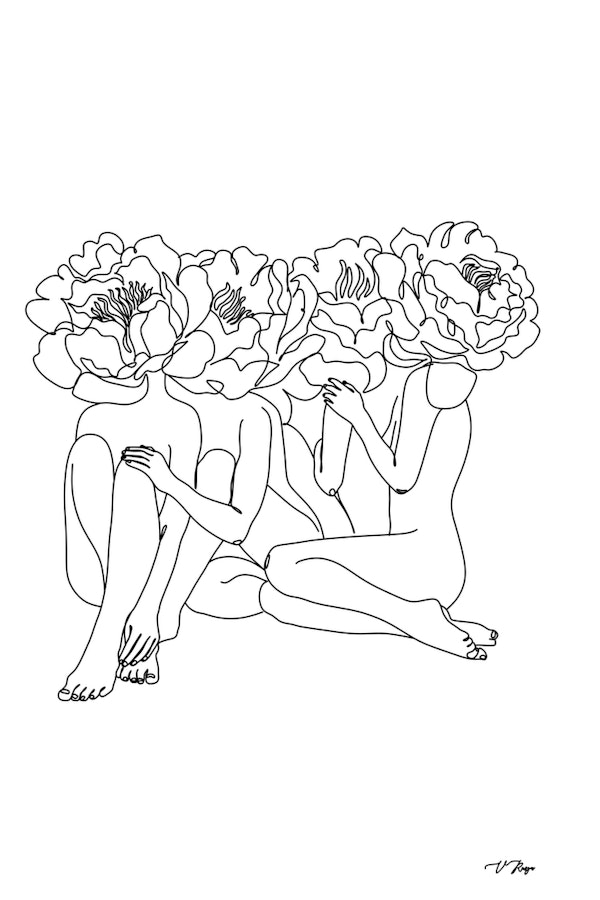 Rose Womans Line Art