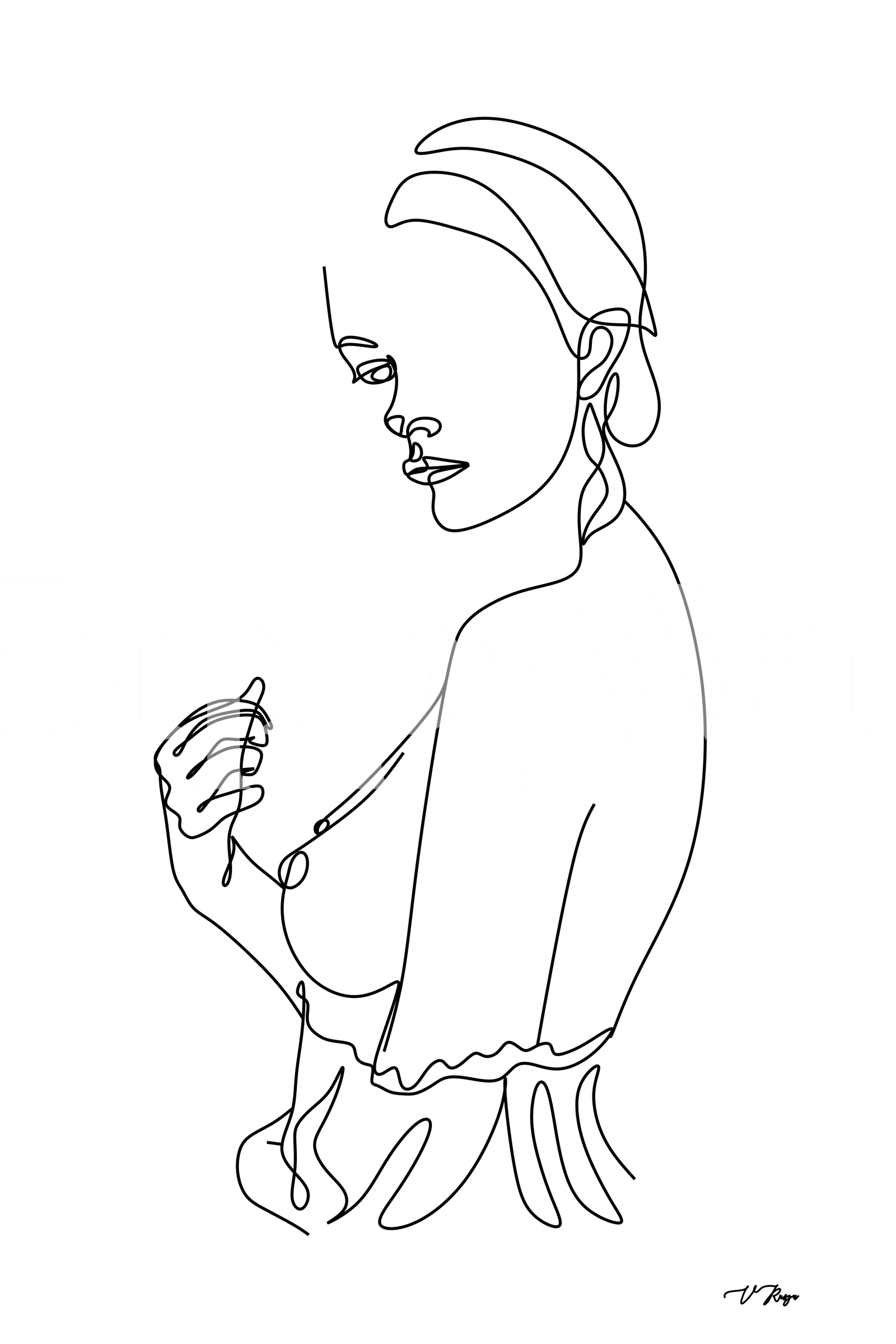 Line Art Female Nudity Tapet Fototapet Happywall