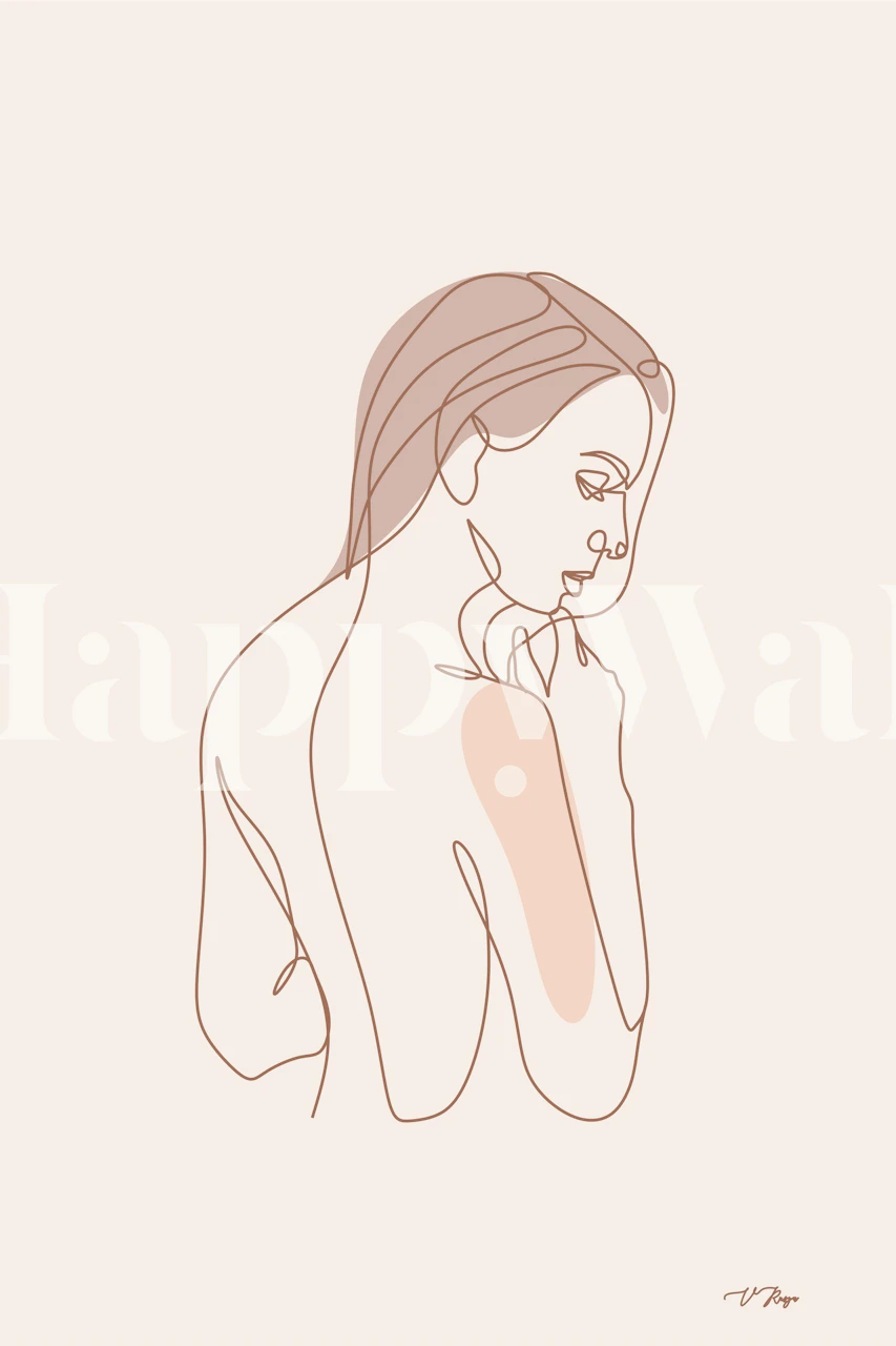 Minimalistische Nude Girl wallpaper in een kamer