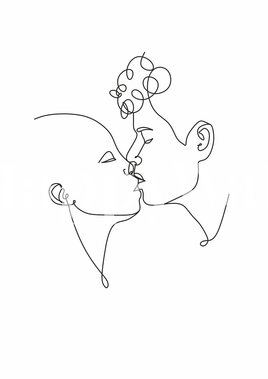 Couple Line art carta da parati in una stanza