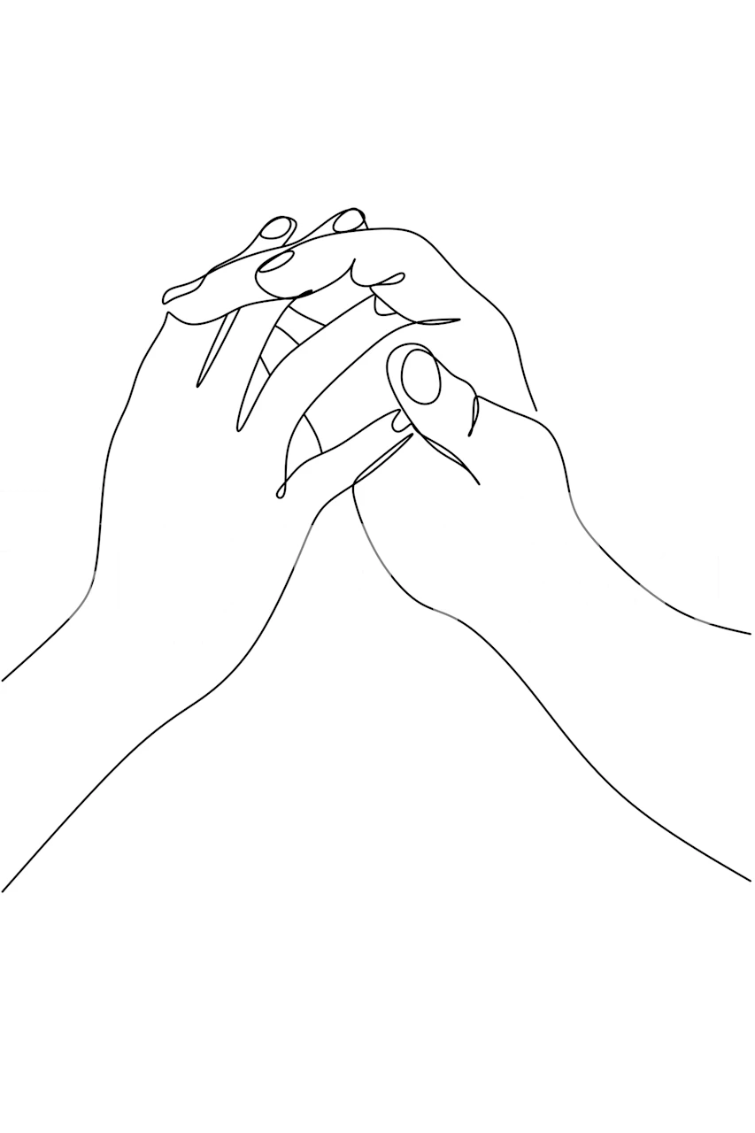 Minimalist hands line art design on white background wallpaper