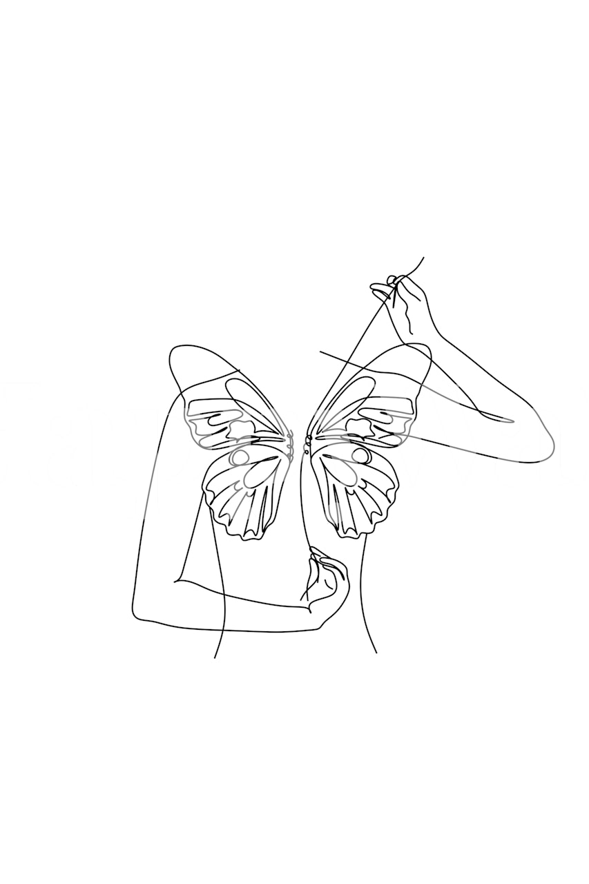 Umělecký design motýla na tapetě v pokoji