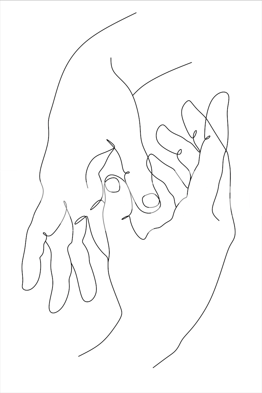 Hands line art design on white background wallpaper
