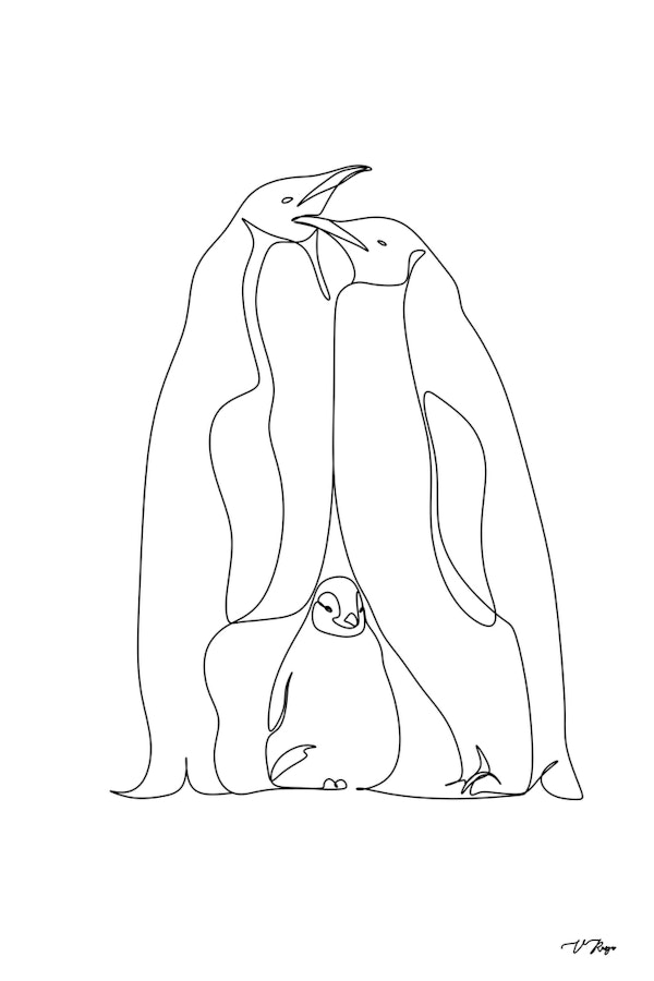 Line Art penguins
