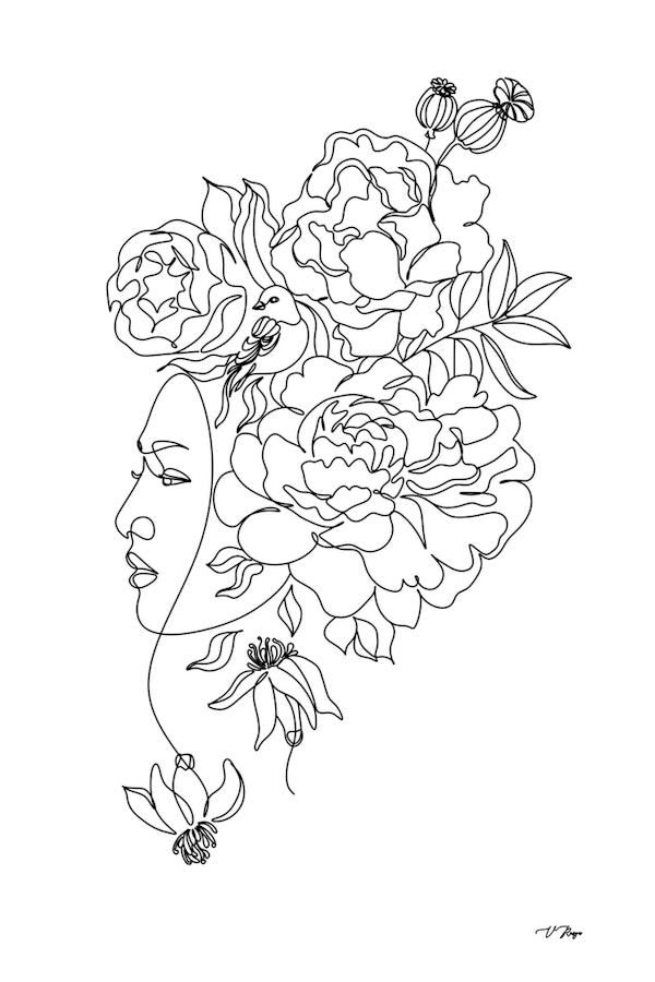 Line Art Flower Head