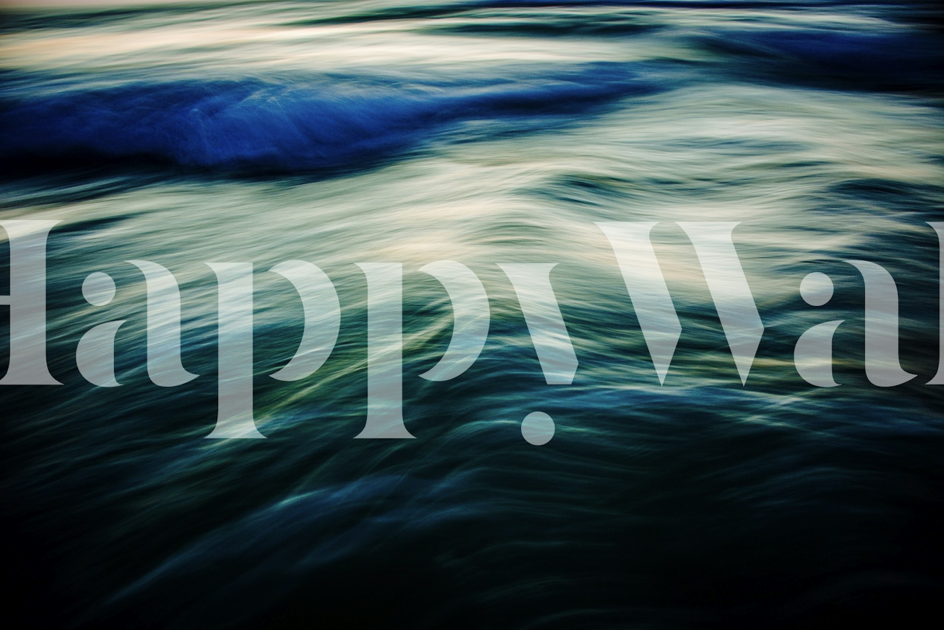 Abstract ocean waves wall mural in shades of blue and green