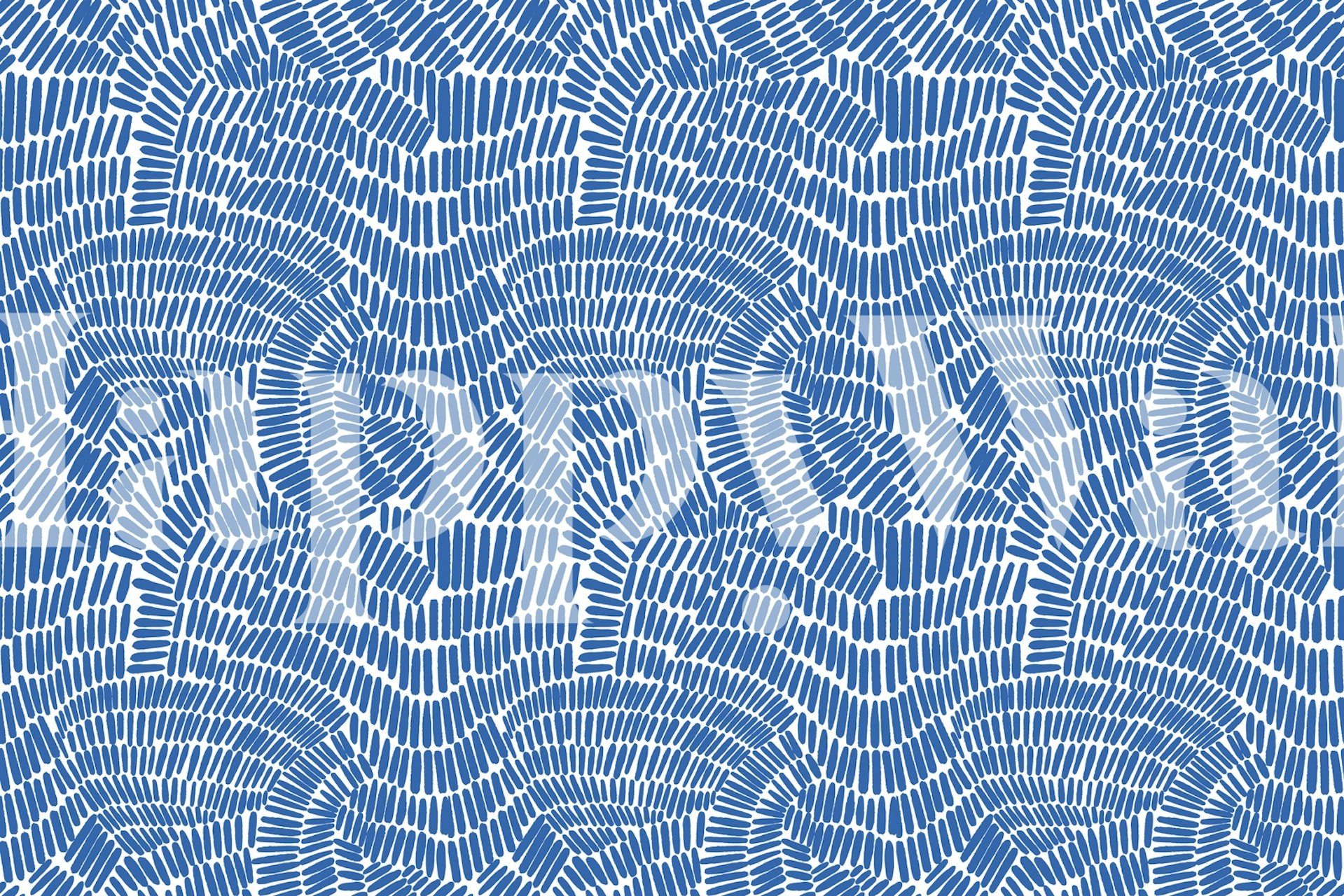 Carta da parati con motivo geometrico a linee blu e bianche